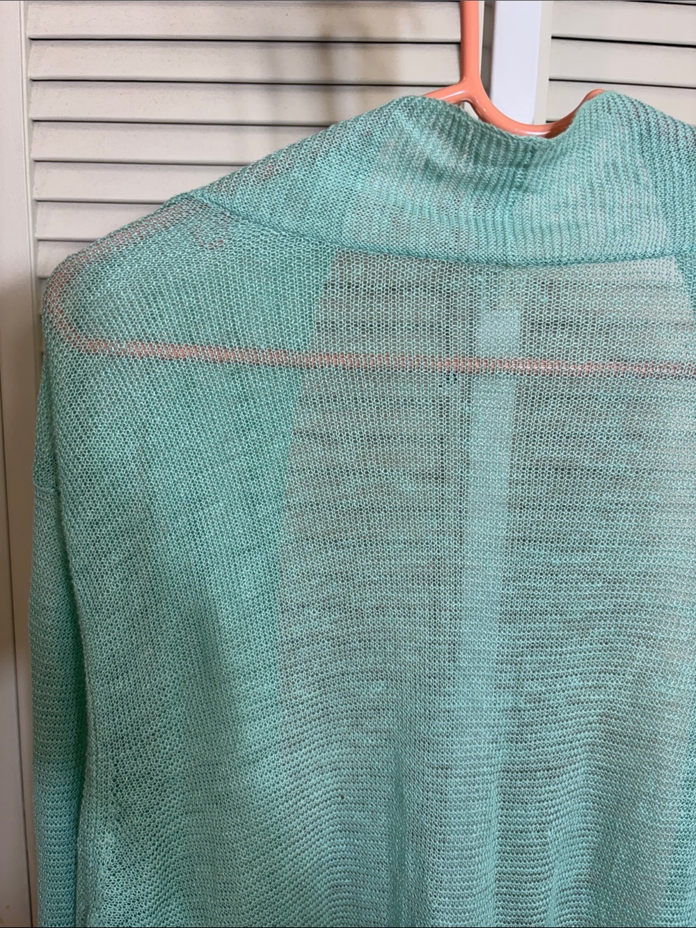 Eileen Fisher 100% Linen Aqua Open-Front Draped Cardigan 2X - Picture 7 of 13